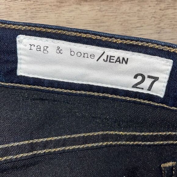 Rag & Bone Womens Frayed Hem 10-inch Crop Flare Jeans Dark Blue Dune Size 27 - Picture 8 of 13